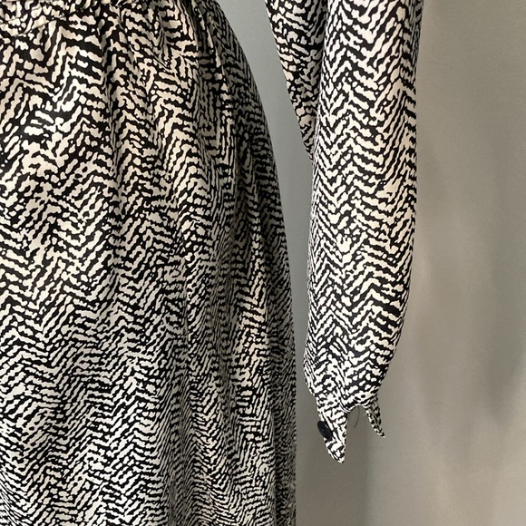 Vintage Neiman Marcus Black Creme Herringbone print dress size 10 - Picture 4 of 9
